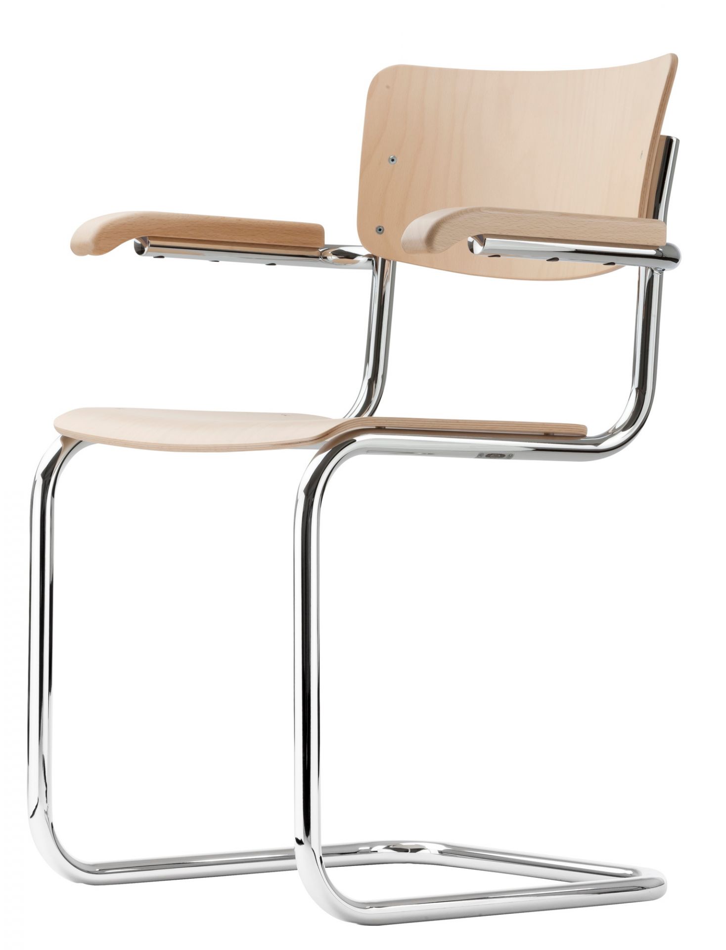 S 43 F Stahlrohr Klassiker Freischwinger Thonet Buche natur - Chrom